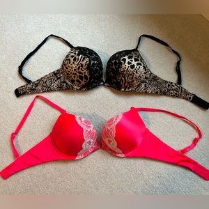 Victoria’s Secret Rare Bombshell Bra Lingerie / Leopard & Scarlet Pink